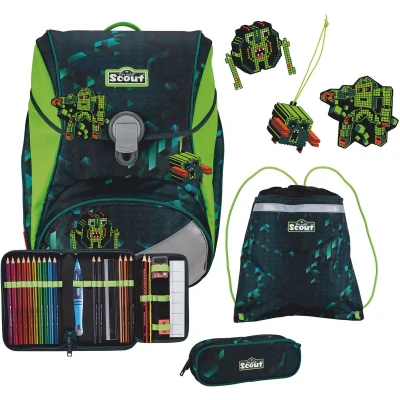 Afbeelding van Scout Schooltas Alpha Set 4 delig Cube Donkergroen