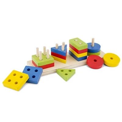 Afbeelding van New Classic Toys Houten Geometrische Stapel Vormenpuzzel