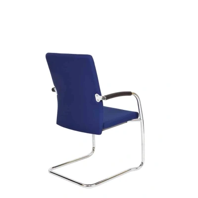 Afbeelding van Vergaderstoel F240 met slede chrome onderstel blauw