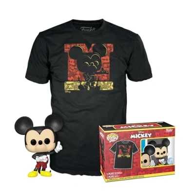 Afbeelding van Funko Pop! &amp; Tee: Disney Mickey Mouse Glitter Diamant Groot (L) T shirt Kleding met een Vinyl Figuur om te verzamelen Geschenkidee Speelgoed en Top Korte Mouwen