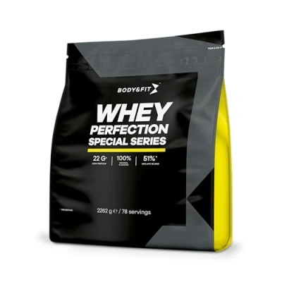 Afbeelding van Body &amp; Fit Whey Perfection Special Series Proteine Poeder / Protein Eiwitpoeder 2268 gram (81 shakes) Aardbei/Banaan