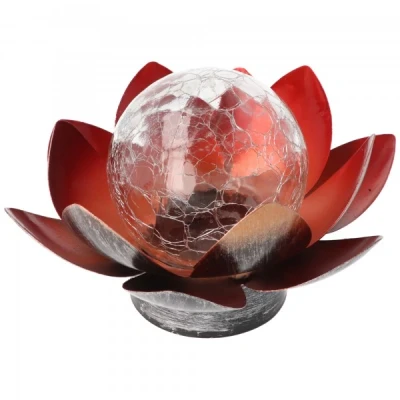 Afbeelding van Lotus Flower Solar LED Tuinlamp Mini met een warm witte LED, zonnepaneel en batterij