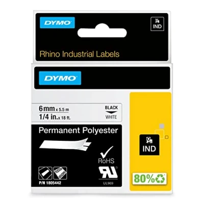Afbeelding van Dymo 1805442 Tape Zwart op wit (6 mm)