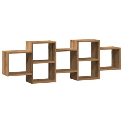 Afbeelding van vidaXL Wandschap 129x18x42 cm bewerkt hout artisanaal eikenkleurig