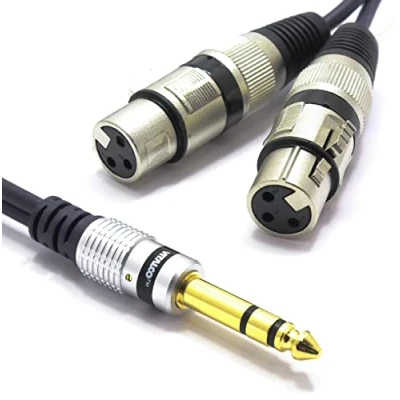 Afbeelding van Vitalco XLR jack naar stereo kabel 3m microfoonkabel 3 polig vrouwelijk 6,3 TRS adapter