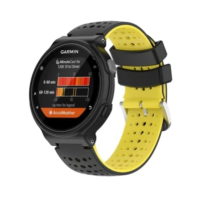 Afbeelding van Siliconen Dot Pattern bandje Zwart + geel Garmin Forerunner 220 / 230 235 620 630 735 (XT)