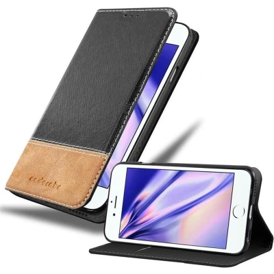 Afbeelding van Cadorabo Hoesje geschikt voor Apple iPhone 6 / 6S in ZWART BRUIN Beschermhoes met magnetische sluiting, standfunctie en kaartvakje Book Case Cover Etui