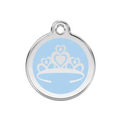 Afbeelding van Crown Light Blue roestvrijstalen hondenpenning medium/gemiddeld dia. 3 cm RedDingo