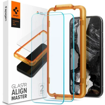 Afbeelding van Spigen AlignMaster Geschikt voor Google Pixel 8A 9H Tempered Glass Screen Protector Case Friendly Gemakkelijke Installatie 2 Pack