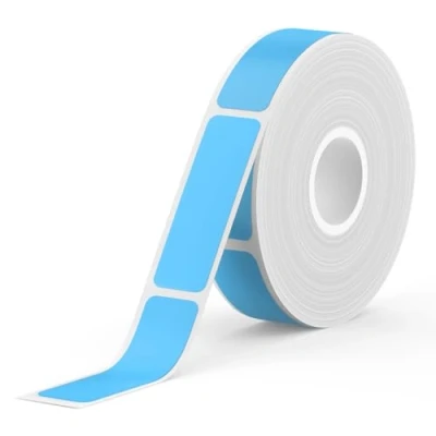 Afbeelding van SUPVAN E10 zelfklevende etiketten, thermische waterdicht, geschikt voor thuis, kantoor, school, compatibel met E10/E16 labelapparaten, 12 mm x 40 mm, 170 stuks/rol (blauw)