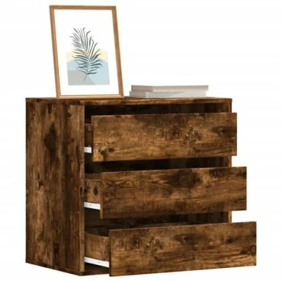 Image de vidaXL Commode d&#039;angle chêne fumé 60x41x58 cm bois d&#039;ingénierie852847