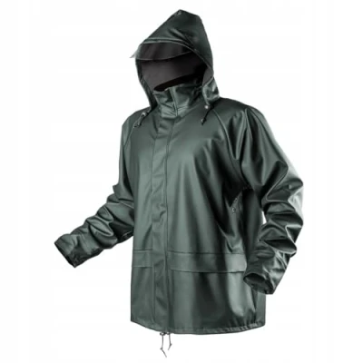 Afbeelding van NEO TOOLS regenjas voor heren, met capuchon en regenbroek, maat M tot XXXL, gelaste naden, ritssluitingen zakken waterbescherming, ventilatieopeningen,, Groen,