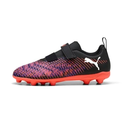 Afbeelding van Puma Future 8 PLAY FG/AG RB JR Unisex Voetbalschoenen met Kunststof noppen voor kinderen, Maat: 33, Black/white/glowing red