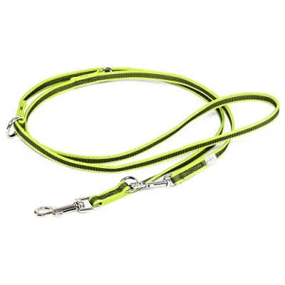 Afbeelding van Julius K9 dubbele Antislip hondenriem Geel/grijs verstelbaar tot 2.20 cm breedte 14mm