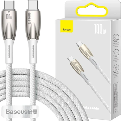 Afbeelding van Baseus Glimmer Series snellaadkabel USB C 480Mb/s PD 100W 2m wit