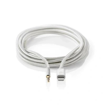 Image de Nedis Câble Lightning vers jack pour casque mâle mini phone stereo 3.5 mm 1 m aluminium Apple iPad/iPhone/iPod (Lightning)