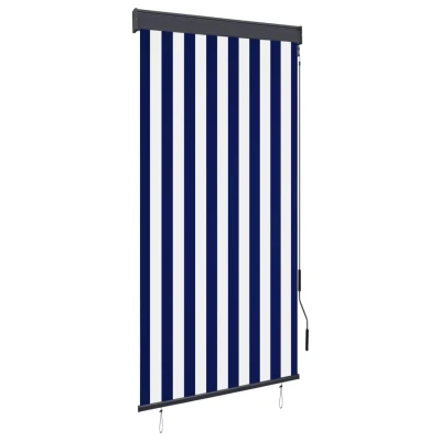 Afbeelding van Rolgordijn voor buiten 80x250 cm blauw en wit