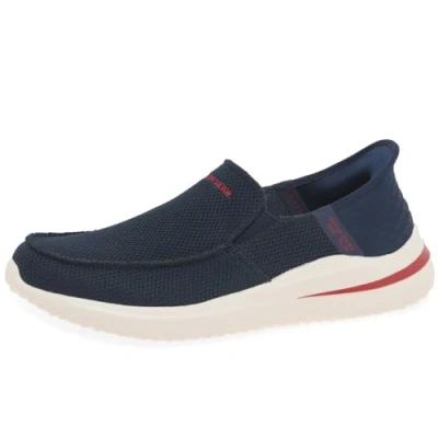 Afbeelding van Skechers Delson 3.0 Instappers, Heren, Maat: 47.5, Navy knit Polyester