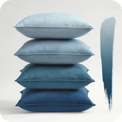 Afbeelding van Kussenhoezen, 45 x cm, blauw, fluweel, kleurverloop, sierkussen, overtrek voor bank, slaapkamer, woonkamer, balkon, pluizig