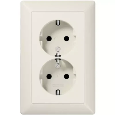 Afbeelding van JUNG Wandcontactdoos + Randaarde 2V inbouw voor Y doos wit (creme) AS5015