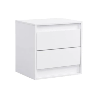 Afbeelding van Vente unique Nachtkastje Met 2 lades ledverlichting Mdf Wit RUKALO L 50 cm x H D 40