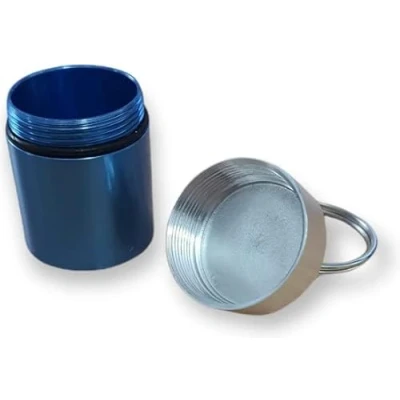 Afbeelding van Pillendoosje Blauw Zilver Onderweg Sleutelbos Waterdicht Groter model