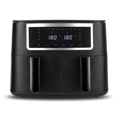 Afbeelding van GOURMETmaxx Friteuse à air chaud double chambre 2 x 4 l Zones de cuisson Synchro Airfryer avec écran tactile chambres et 10 programmes presque sans