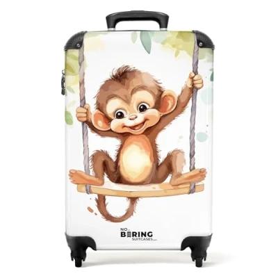 Afbeelding van NoBoringSuitcases.com® Baby koffer aap Reiskoffer trolley jungle 55x35x25