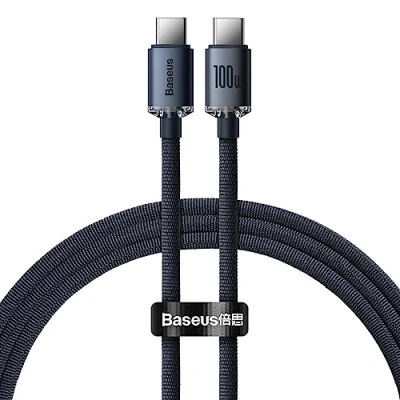Afbeelding van Baseus Crystal Shine USB C naar kabel zwart 1.2 meter 100W Ook geschikt voor laptops