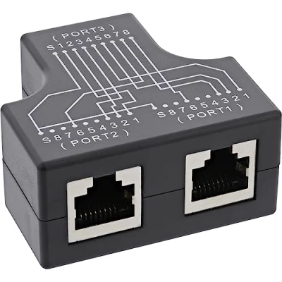 Afbeelding van InLine® Cat.5e STP T adapter met RJ45 aansluiting naar 2x bus
