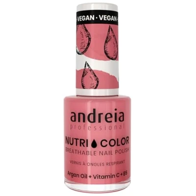 Afbeelding van Andreia NutriColor Professionele nagellak, ademend, veganistisch en dierproefvrij, doe het zelf nail art nagellak met langdurige glanzende afwerking, kleur NC13, roze, 10,5 ml