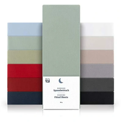Afbeelding van Blumtal Basics hoeslaken van microvezel 100 x 200 cm, tot 25 cm hoogte, Oeko Tex gecertificeerd, zomers groen, groen