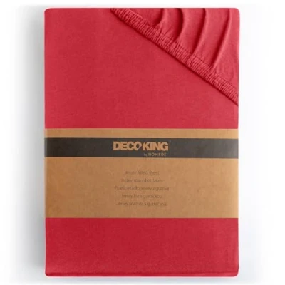 Afbeelding van DecoKing Hoeslaken 120 x 200 cm 140 rood 100% katoen boxspringbed amber