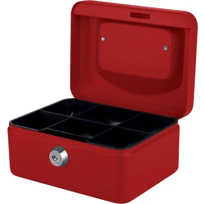 Afbeelding van Geldkist Quantore 150x115x80mm rood