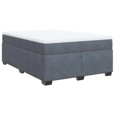 Afbeelding van vidaXL Boxspring met matras fluweel donkergrijs 140x200 cm