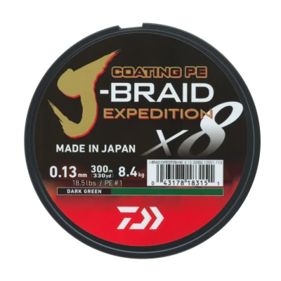 Afbeelding van Daiwa J Braid Expedition X8E Gevlochten lijn Dark Green 0.28mm/26.4kg (300m)