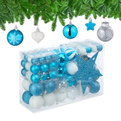 Afbeelding van Relaxdays kerstballen kerstboomversiering kerstboom ballen kunststof set van 101 benzine