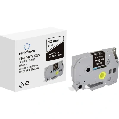 Afbeelding van Labeltape Renkforce RF LT BTZe335 Compatibel vervangt Brother TZe 335 12 mm Tapekleur: Zwart Tekstkleur: Wit 8 m