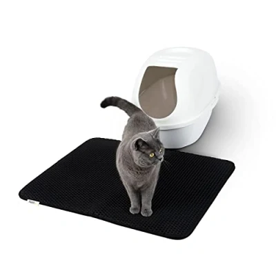 Afbeelding van lionto kattenbakmat, waterdicht, dubbellaags, 76 x 61 1,3 cm, zwart