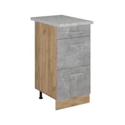 Afbeelding van Vicco Keukenonderkast R Line, Beton/Krachtige eik goud, 40 cm met laden, AP marmer
