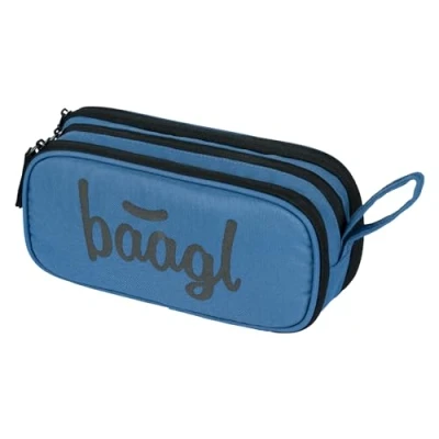 Afbeelding van Baagl Schooltas voor meisjes en jongens, etui met 3 vakken, tieners, kinderen, oceaanblauw, Pennenetui