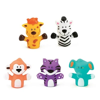 Afbeelding van LUDI 5 vingerpoppen, savanne dieren Zacht plastic, x 5,5 2,5 cm Ontwikkel fantasie, woordenschat en beweeglijkheid Vanaf 10 maanden