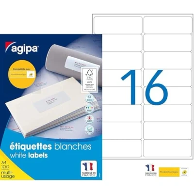 Afbeelding van agipa universele etiketten, 99,1 x 38,1 mm, wit
