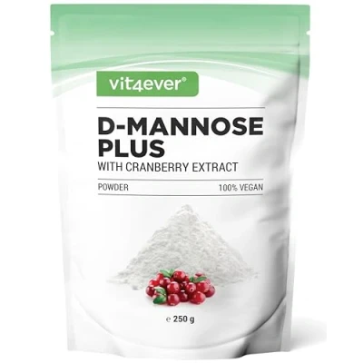 Afbeelding van D Mannose poeder met cranberry 250 gram om op te lossen in water 100 dagen voorraad doseerlepel hoog gedoseerd, veganistisch &amp; natuurlijk Vit4ever