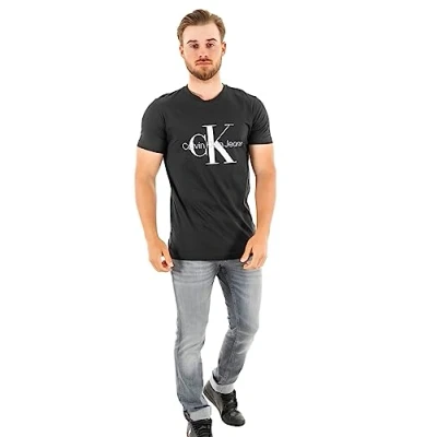 Image de Calvin Klein Jeans Homme T shirts manches courtes Core Monologo Slim Tee J30j320935, Noir (Ck Black), XXL