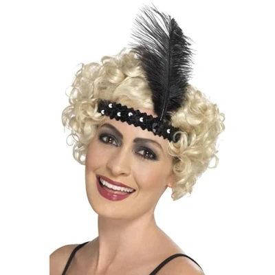 Afbeelding van Smiffys Hoofdband Charleston Met veer Zwart
