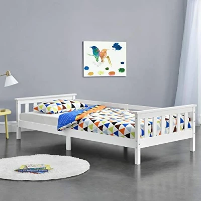 Afbeelding van Kinderbed met bedbodem en uitvalbeveiliging 90x200 cm wit