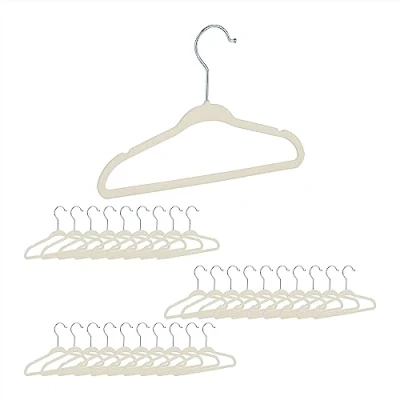 Afbeelding van Relaxdays fluwelen kinderkledinghangers kinderkleerhangers antislip babykledinghangers Wit, Pak van 30