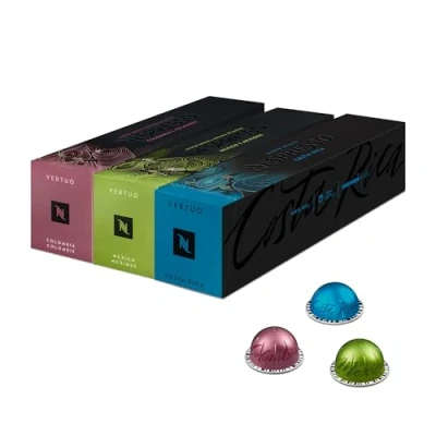 Afbeelding van Nespresso Vertuo Master Origins koffiepads 30 stuks 10 x Mexico, Colombia, Costa Rica Bereid espresso, cappuccino, latte en ijskoffie thuis pads