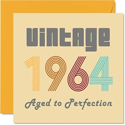 Afbeelding van 60 jaar verjaardagskaarten voor mannen en vrouwen Vintage 1964 Aged To Perfection Grappige verjaardagskaart hem haar, 145 mm x mm, verjaardagswenskaarten mama, papa,